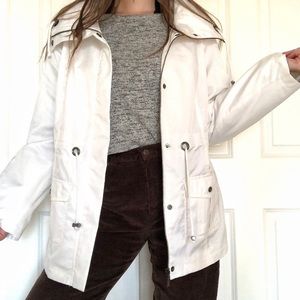 White lightweight retro parka jacket